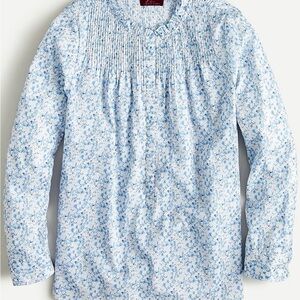 J. Crew Blue Floral Poplin Popover Shirt in Liberty Misti Valeria print